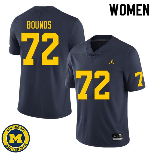 Women's University of Michigan #72 Tristan Bounds Navy Stitched Football Jersey